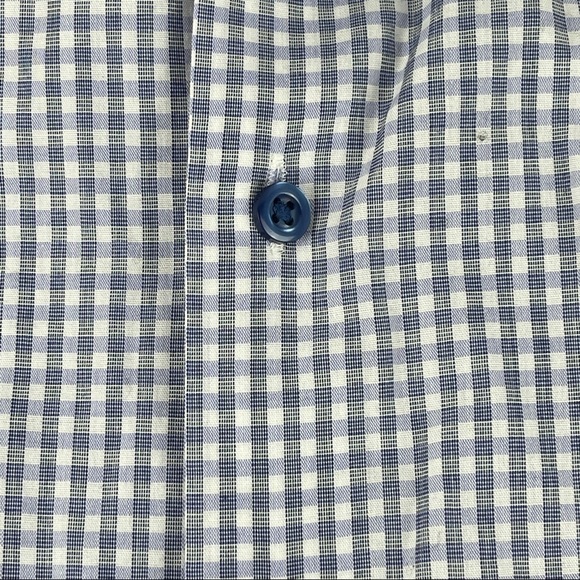 Unlisted Kenneth Cole Button Down Shirt Mens Medium 15-15.5 34-35 Blue Plaid - Picture 4 of 9